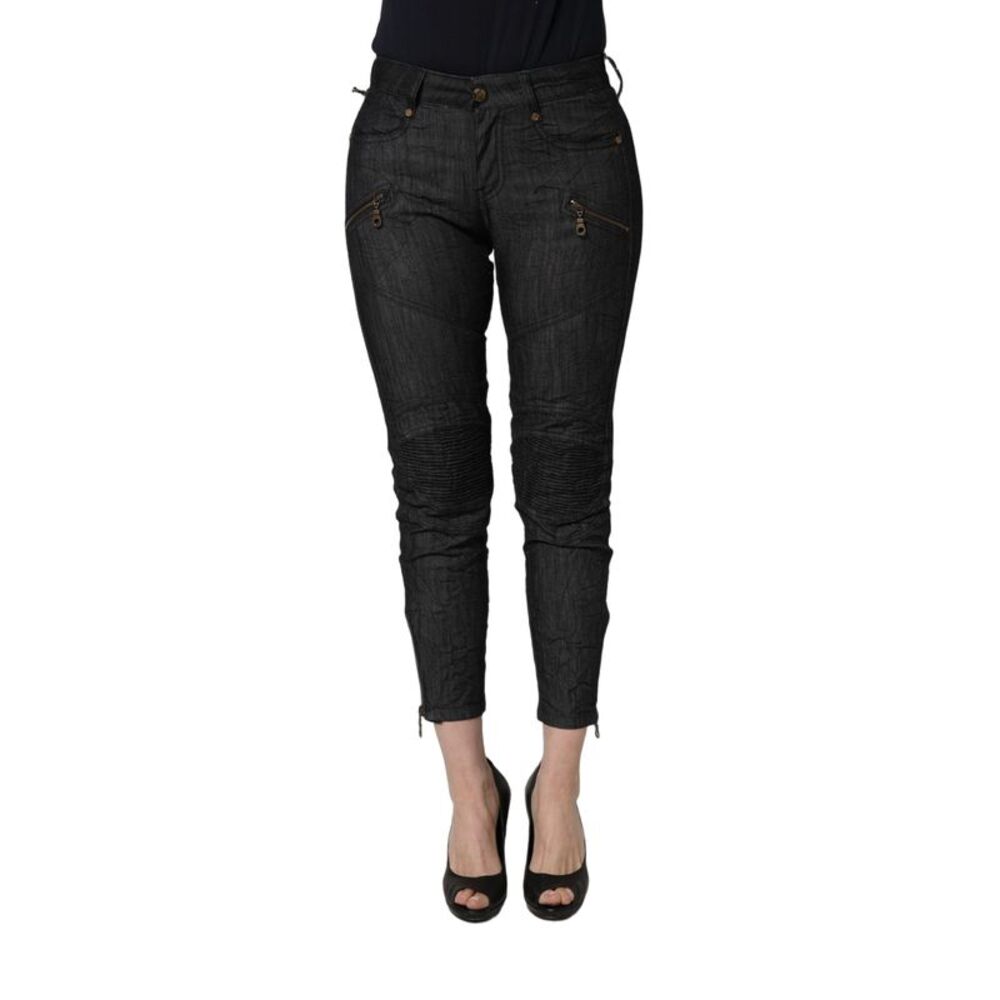 PLEIN SUD Black Cotton Mid Waist Skinny Denim Women's Jeans